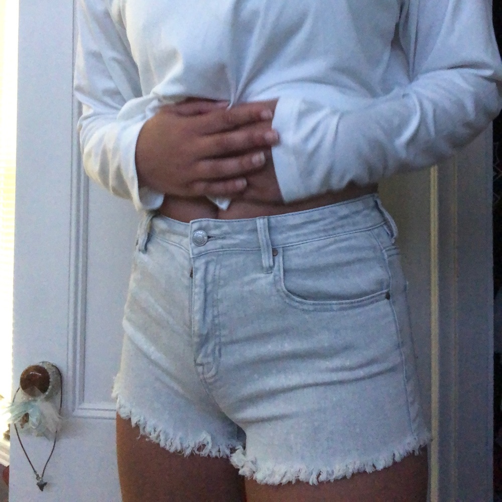 High Waisted Light Wash Jean Shorts